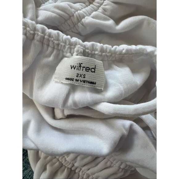 Aritzia Wilfred White GoodLux Ruby Drapey Jersey Scoopneck Peplum Top XXS - Picture 3 of 8